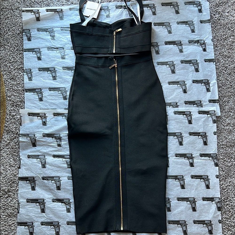Superdown Black Halter Bodycon Skirt Set Cocktail